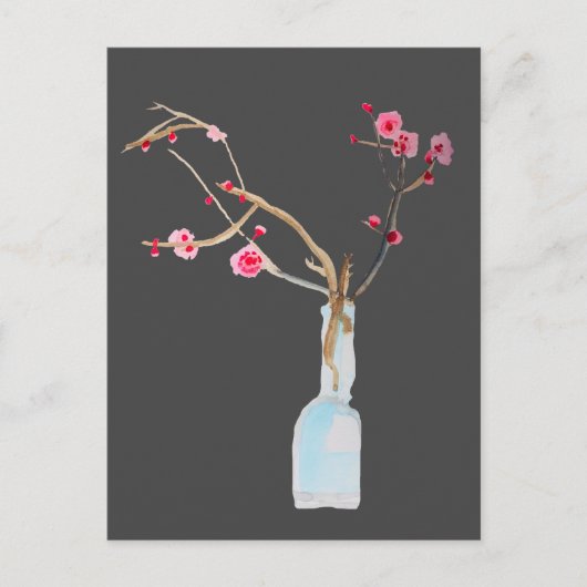 Carte Postale Ardoise en sakura cerise en fleurs (Devant)