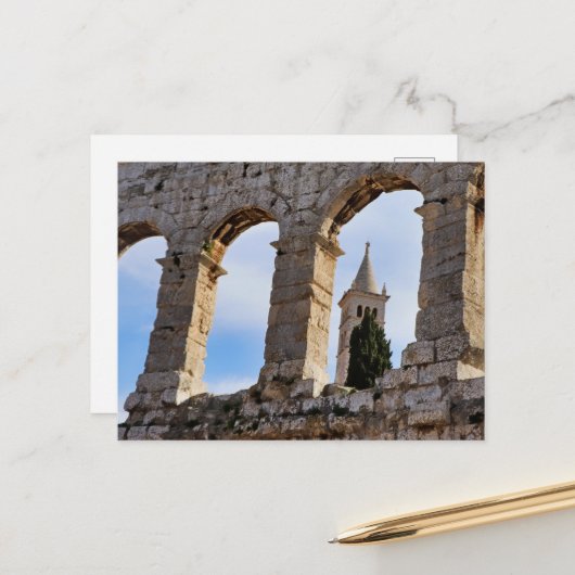 Carte Postale Arène de Pula Croatie (Devant/Arrière en situation)