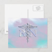 Carte Postale Argent comme RN Caduceus Médicale Mère Pearl (Devant / Derrière)