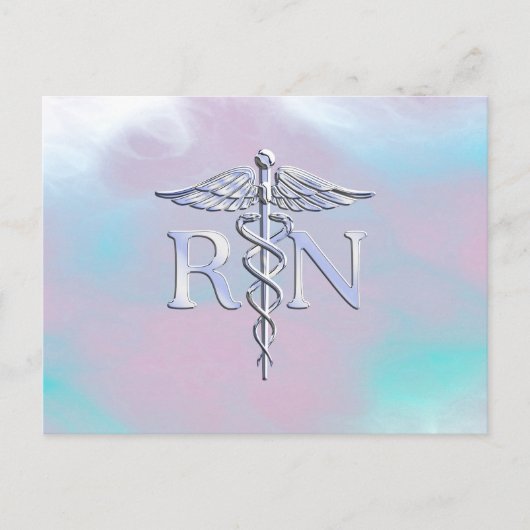 Carte Postale Argent comme RN Caduceus Médicale Mère Pearl (Devant)