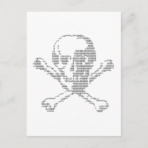 Carte Postale Argent Crâne de Jolly roger ascii art