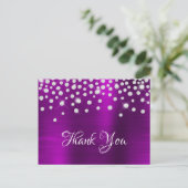 Carte Postale Argent Diamant Confetti Magenta Purple Satin Phuil (Debout devant)