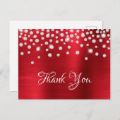 Carte Postale Argent Diamant Confetti Rouge Satin Gradient Phuil (Devant / Derrière)