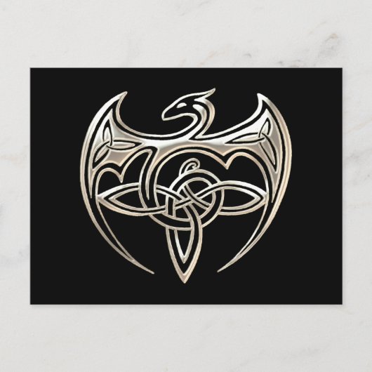 Carte Postale Argent Et Dragon Noir Trine Celtic Knots Art (Devant)