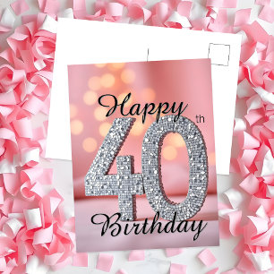 Carte Postale Argent Étincelant et Lumières Bokeh 40e Anniversai