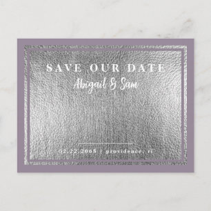 Carte Postale Argent Métallisé Lavande Enregistrer Notre Date De