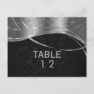 Carte Postale Argent Moderne Et Damas Noir