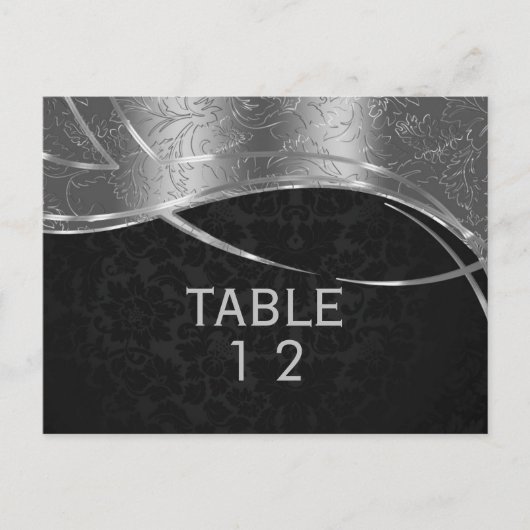 Carte Postale Argent Moderne Et Damas Noir (Devant)