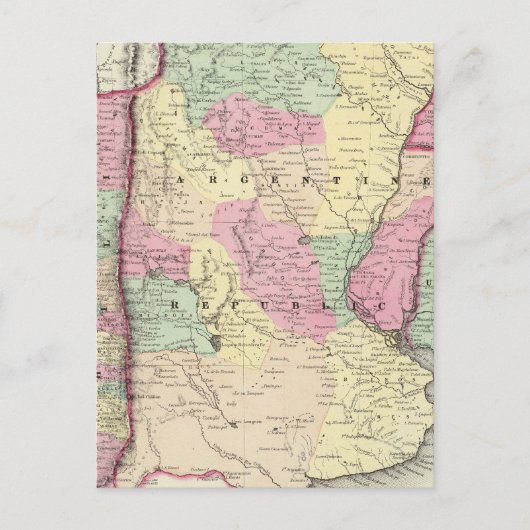 Carte Postale Argentine, Chili, Uruguay et Paraguay (Devant)