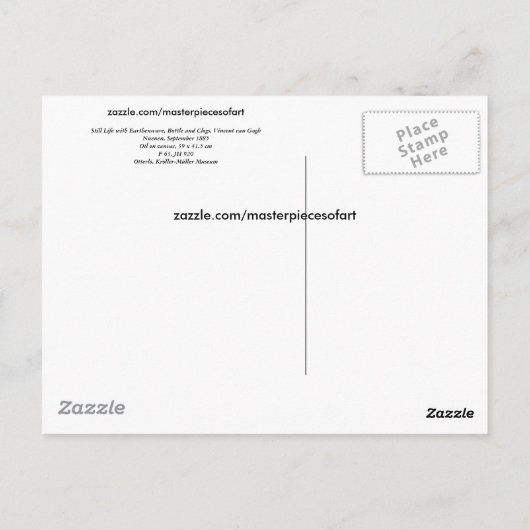 Carte Postale Argile, Bouteille et Clogs, Vincent van Gogh (Dos)