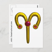 CARTE POSTALE ARIE JEWEL D'ANNIVERSAIRE ZODIAC (Devant / Derrière)