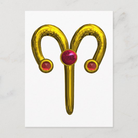 CARTE POSTALE ARIE JEWEL D'ANNIVERSAIRE ZODIAC (Devant)