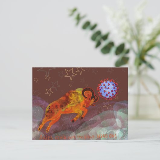 Carte Postale Aries combat le virus de front (Debout devant)