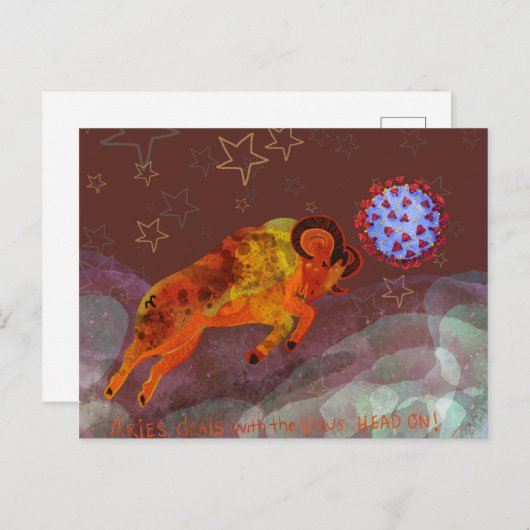 Carte Postale Aries combat le virus de front (Devant / Derrière)