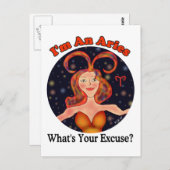 Carte Postale Aries Excusez Zodiac Chick (Devant / Derrière)