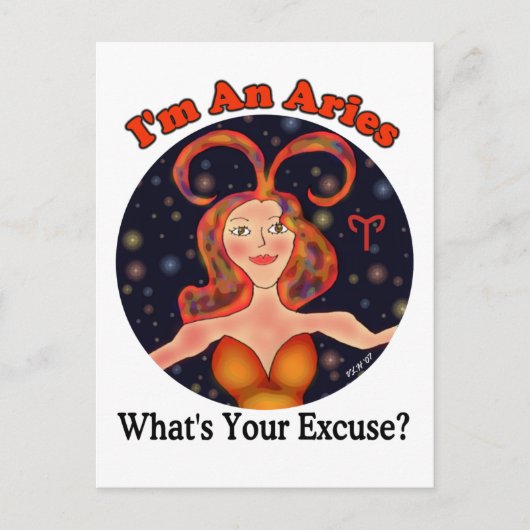 Carte Postale Aries Excusez Zodiac Chick (Devant)