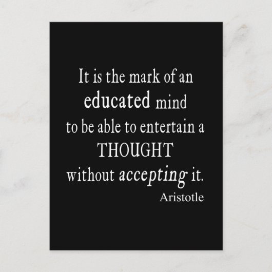 Carte Postale Aristote vintage Citation De Pensée Éduquée (Devant)