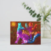 Carte Postale Arizona Coyote Art Abstrait Saguaro Cactus Désert (Debout devant)