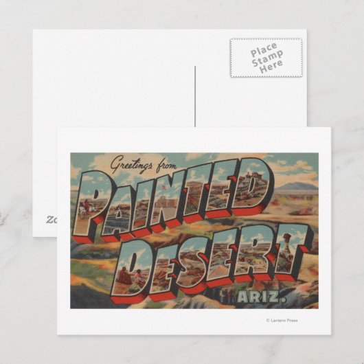 Carte Postale Arizona - Désert Peint - Grandes Scènes Lettre (Devant / Derrière)