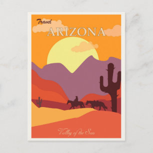 Carte Postale Arizona Désert Vintage Cactus Mountain Travel