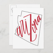 Carte Postale Arizona | Design de typographie d'État (Devant / Derrière)