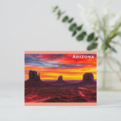 Carte Postale Arizona Monument Valley Sunset Photo (Debout devant)