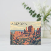 Carte Postale Arizona Red Rocks Voyage Rétro Antique (Debout devant)
