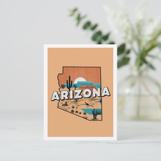 Carte Postale Arizona Retro Voyage Design Icone États-Unis (Debout devant)