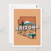 Carte Postale Arizona Retro Voyage Design Icone États-Unis (Devant / Derrière)