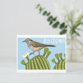 Carte Postale Arizona Saguaro Cactus dessin Wren (Debout devant)