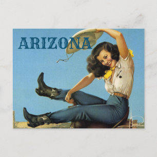 Carte Postale Arizona Voyage Vintage Cowgirl