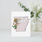 Carte Postale Arkansas AR Map & Douglas MacArthur Cartoon (Debout devant)