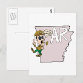 Carte Postale Arkansas AR Map & Douglas MacArthur Cartoon (Devant / Derrière)