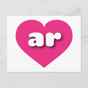 Carte Postale Arkansas coeur rose chaud - I love ar