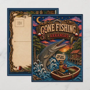 Carte Postale Arkansas Gone Fishing Alligator Gar