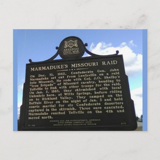 Carte Postale Arkansas Guerre civile Historique (Devant)