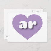Carte Postale Arkansas lavender coeur - I love ar (Devant / Derrière)