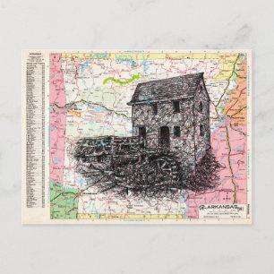 Carte Postale Arkansas Map Art
