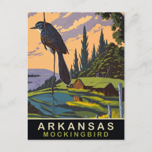 Carte Postale Arkansas, Moqueur sur une ferme, Voyage