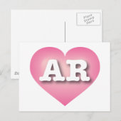 Carte Postale Arkansas Pink Fade Heart - I love AR (Devant / Derrière)