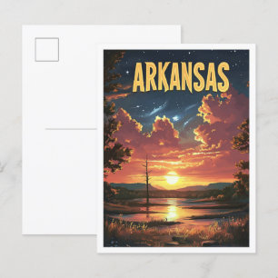 Carte Postale Arkansas USA Illustration de voyage vintage