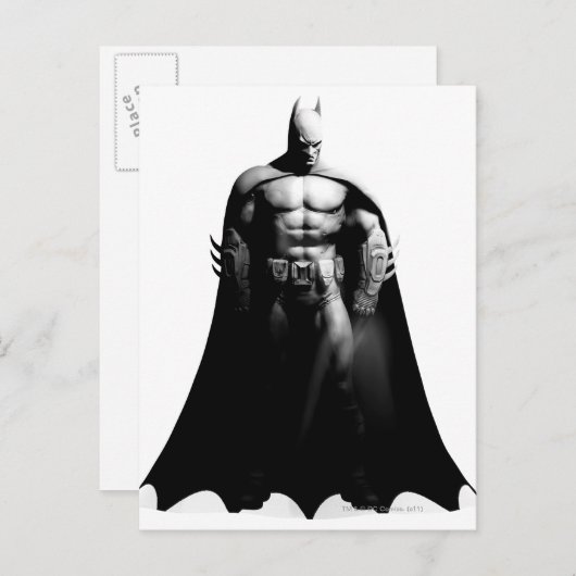 Carte Postale Arkham | Pose large noir et blanc Batman (Devant / Derrière)