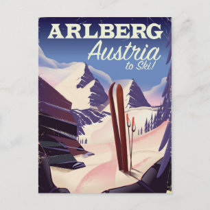 Carte Postale Arlberg Autriche affiche de voyage ski