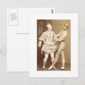 Carte Postale Arlequin vintage et clown (Devant / Derrière)