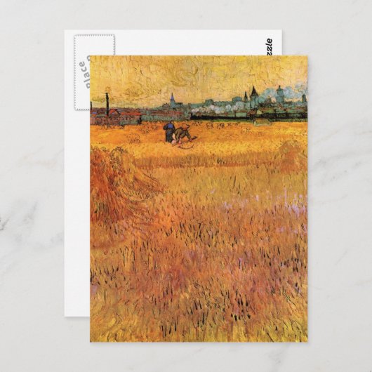 Carte Postale Arles Vue des champs de blé par van Gogh (Devant / Derrière)