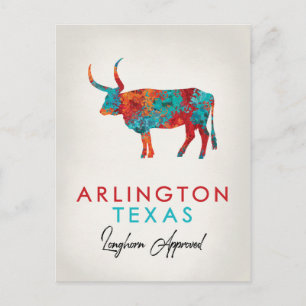 Carte Postale Arlington Texas Colorful Longhorn