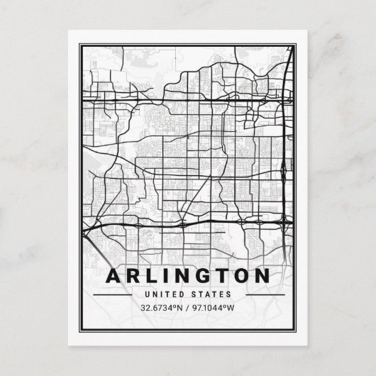 Carte Postale Arlington Texas USA Travel City Map Poster (Devant)