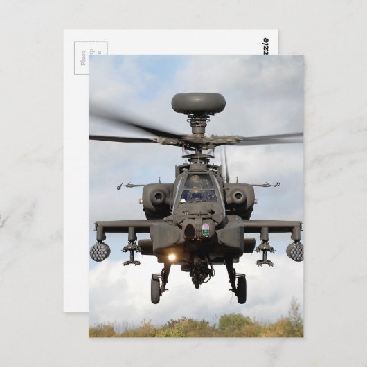 Carte Postale armée de l'héliocopter à long-arc d'apache (Devant / Derrière)