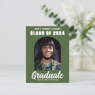Carte Postale Armée Green Graduate Photo Moderne Arc Graduation