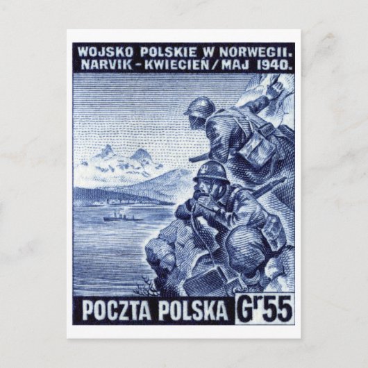 Carte Postale Armée polonaise 2ème guerre mondiale à Narvik, Nor (Devant)